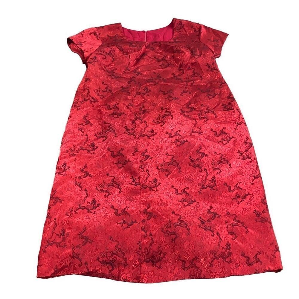 VTG OOAK DRAGONS!! Kill Bill Custom Made Kimono Silk T-Shirt Dress NYE Vixen RED